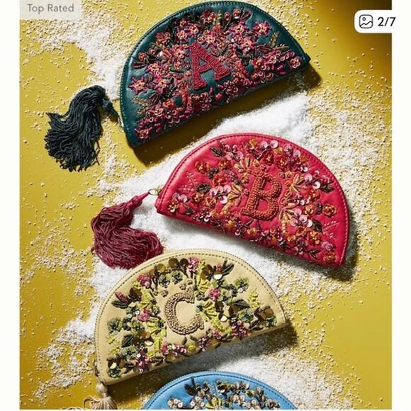 Anthropologie Monogram Crescent Pouch - Picture 2 of 3
